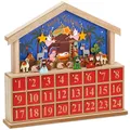 Produktbild: BRUBAKER befüllbarer Adventskalender Wiederverwendbarer Weihnachtskalender zum Befüllen mit 24 Türchen, Kalender Krippengeschichte Bethlehem - 34,5 x 32 x 6 cm