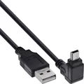 Produktbild: InLine USB 2.0 Mini-Kabel, ST A/Mini-B ST (5pol) oben abgew. 90°, schwarz, 0,5m, 0,5 m, USB A, Mini-USB B, USB 2.0, Männlich/Männlich, Schwarz