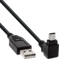 Produktbild: InLine 34105 USB 2.0 Mini-Kabel, Stecker A an Mini-B Stecker (5pol.) oben abgewinkelt 90°, schwarz, 0,5m