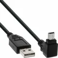 Produktbild: USB 2.0 Mini-Kabel Stecker A zu Mini-B Stecker oben gewinkelt schwarz 0,5m