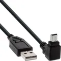 Produktbild: InLine® USB 2.0 Mini-Kabel, ST A/Mini-B ST (5pol) oben abgew. 90°, schwarz, 0,5m