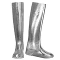 Produktbild: NET TOYS GoGo Schuhüberzieher Stiefel-Überzieher | Silber | Aufreizendes Damen-Kostüm-Zubehör Stulpenstiefel Überschuhe | Perfekt geeignet für 90er-Party & Straßenkarneval
