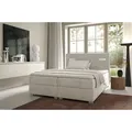 Produktbild: Boxspringbett Schlafzimmerbett CAPRICE 180x200cm Stoff Creme inkl. Ambiente-LED