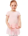 Produktbild: tanzmuster ® Ballettkleid Mädchen Kurzarm - Lucy - Baumwolle - Chiffon Röckchen - ballett-rosa, Größe:164/170