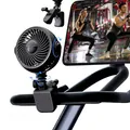 Produktbild: Nauttxon Wiederaufladbarer Peloton-Fahrradventilator mit Wattepads für Dufttropfen, Clip, tragbarer batteriebetriebener Ventilator für Laufband, stationäres Fahrrad, Heimtrainer, Kinderwagen, Zubehör