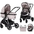 Produktbild: Chipolino Kinderwagen Aura 3 in 1, Autositz, Babywanne, Wickeltasche, bis 22 kg hellbraun - Braun