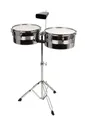Produktbild: XDrum Timbale Timbales Set inkl. Cowbell, 3-St., Inklusive Dämpferset, Stativ und Timbale-Sticks, Kessel aus Edelstahl, Hochwertige Felle