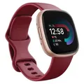 Produktbild: FitBit Versa 4 Fitnesstracker mit Armband Raspberry Red / Copper Rose, FB523RGRD - Schwarz/Rosa