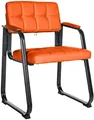 Produktbild: CLP Stuhl Canada I Polsterstuhl Mit Kunstleder-Bezug I Mit Schwarzem Metall-Gestell, Farbe:orange