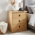 Produktbild: Nachttisch Nachtkommode für Boxspringbett aus Kiefer mit Schubladen Landhausstil