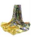Produktbild: Prettystern Damen Seidentuch Stola 90X90 Crepe Satin Seide grün Kunstdrucke Van Gogh - Die Schwertlilien Iris P995