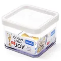 Produktbild: Rotho Loft quadratische Vorratsdose 0,5l mit Deckel und Dichtung, Kunststoff (SAN) BPA-frei, transparent/weiss, 0,5l (10,0 x 10,0 x 7,2 cm)