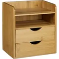 Produktbild: Relaxdays Schreibtisch Organizer Bambus Natur 2 Schubladen 21 cm x 20 cm x 13 cm