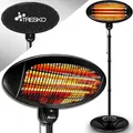 Produktbild: TRESKO Infrarot Stand-Heizstrahler 2000W | Wärmestrahler Terrasse elektrisch mit 3 Heizstufen | Terrassenstrahler Innen & Außen | Infrarotstrahler mit LED-Anzeige