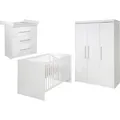 Produktbild: roba Zimmerset 'Maren', inkl. Kombi-Bett 70 x 140 cm, Wickelkommode breit & Schrank 3-türig Weiß - Weiß
