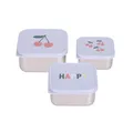Produktbild: LÄSSIG Snackbox Kinder 3er Set Edelstahl Brotdose/Snackbox Stainless Steel Happy Fruits Cherry