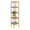 Produktbild: Bellamio Newa Badregal – Bambus Regal mit 5 Ablageflächen – Badezimmerschrank lackiert – Holzregal stehend für Badezimmer – Standregal schmal – offener Badschrank Natur – Badezimmermöbel 140x33x33 cm