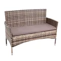 Produktbild: Gartenbank Rattan Gartenmöbel 2-Sitzer Polyrattan Sitzbank Sitzkissen Braun