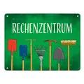 Produktbild: Rechenzentrum Metallschild XL in 21x28 cm mit Gartengeräten für den Geräteschuppen und zur Dekoration der Hütte im Sommer