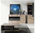 Produktbild: Lomadox Wohnzimmer-Set ANTIGUA-133, (Mega-Spar-Set, 3-St., Vitrine Sideboard Couchtisch), in Eiche mit anthrazitfarbenen Details, viel Stauraum