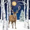 Produktbild: 20 Servietten Winter Hirsch im Mondschein als Tischdeko. Papierservietten mit Motiv. Auch für Decoupage und Serviettentechnik 33x33cm