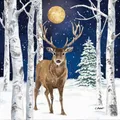 Produktbild: 20 Servietten Winter Stag Hirsch Tiere Wild Wald Winter Schnee Mondschein 33x33