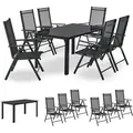 Produktbild: Juskys Aluminium Gartengarnitur Milano Gartenmöbel Set mit Tisch und 6 Stühlen Dunkel-Grau mit schwarzer Kunstfaser Alu Sitzgruppe Balkonmöbel - Dunkelgrau/Schwarz