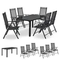Produktbild: Juskys Aluminium Gartengarnitur Milano 6+1-6 Hochlehner Stühle verstellbar & klappbar mit Tisch - Gartenmöbel Set 7-teilig wetterfest - Grau
