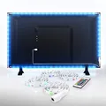 Produktbild: B.K.Licht - TV LED Strip 2m mit Fernbedienung, buntes RGB Licht, dimmbar, Farbwechsel, LED Streifen, Leiste, Gaming Deko, Band, Lichtleiste, Lichtband, TV Beleuchtung, 50,5x1x0,3 cm, Weiß