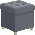 Produktbild: SONGMICS Hocker mit Stauraum, klappbarer Hocker, 38 x 38 x 40 cm, Aufbewahrungsbox mit Deckel, Fußhocker 37 L, Samt, maximale Belastung 300 kg, Flur, Wohnzimmer, Schlafzimmer, Schiefergrau