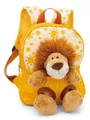 Produktbild: NICI Kinderrucksack gelb 2 in 1 mit Kuscheltier Löwe 25cm - Kindergartenrucksack Mädchen & Jungen - Weicher Rückenbereich & verstellbare Gurte - 49850