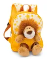 Produktbild: NICI Kinderrucksack gelb 2 in 1 mit Kuscheltier Löwe 25cm - Kindergartenrucksack Mädchen & Jungen - Weicher Rückenbereich & verstellbare Gurte - 49850