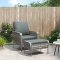 Produktbild: vidaXL Gartenstuhl mit Fußhocker Grau Poly Rattan