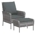 Produktbild: vidaXL Gartenstuhl Gartenstuhl mit Fußhocker Grau Poly Rattan (1 St)