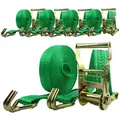 Produktbild: Baumarktplus - 5x Profi Ratschen Spanngurt Spanngurte Zurrgurt 2-tlg 6m 2t 2to 2000 kg tüv/gs grün