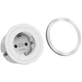 Produktbild: Steckdose PIX 1xSchuko + Zierring Edelstahl Effekt und weiß - weiß