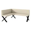 Produktbild: MEBLINI Eckbank für Esszimmer - Küchenbank - Essecke - Sitzecke Küche - Toni - X-Beine 128x168x87cm Links - Creme Kunstleder