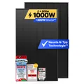 Produktbild: Solarpanel 500W Bifazial Glas-Glas N-Type – Solarmodul Full Black 40V für Balkonkraftwerk / Photovoltaikanlage (2 Stück) Solakon®