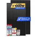 Produktbild: Solarpanel 500W Bifazial Glas-Glas N-Type – Solarmodul Full Black 40V für Balkonkraftwerk / Photovoltaikanlage (2 Stück) Solakon®