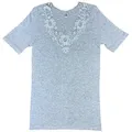 Produktbild: Toker Collection® Unterziehshirt Damenhemd Spencer Halbarm mit extra breiter Spitze (Packung, 1 Stück) aus reiner Baumwolle grau 44/46