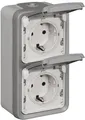 Produktbild: Legrand 069744 Steckdose SL 2-fach senkrecht IP44 Feuchtraum Aufputz Plexo grau