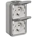 Produktbild: Legrand Plexo55 Steckdose (SL) 2-fach senkrecht IP44 Feuchtraum Aufputz grau ...