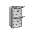 Produktbild: Legrand 069744 Steckdose SL 2-fach senkrecht IP44 Feuchtraum Aufputz Plexo grau