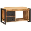 Produktbild: vidaXL Bank mit Stauraum & Canvas 80x35x40 cm Raues Mangoholz