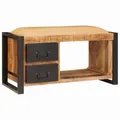 Produktbild: vidaXL Sitzbank mit Stauraum Braun 80 x 35 x 40 cm Massivholz Mango, Zeitgenössische Wohnraum Aufbewahrungsbank, praktische Sitzlösung, rechteckige Möbel für drinnen, kompakter Organizer