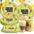 Produktbild: 60 Teile Schulanfang Servietten Set,20 Personen Einschulung Deko Zubehör mit bunten ABC Zuckertüte 1 + 2 = 3 Tafel Rucksack Motiv Schule Dekoration für 20 Gäste Einschulung Schuleinführung Party Deko