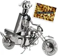 Produktbild: BRUBAKER Weinflaschenhalter Motorradfahrer mit Sonnenbrille Flaschenhalter, (inklusive Grußkarte), Weinhalter Metall Skulptur, Wein Geschenk