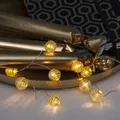 Produktbild: LED Draht Lichterkette Kugeln 15 leuchtende goldene Bälle L: 1,4m Batterie Timer