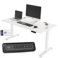 Produktbild: Yaasa Desk Essential Elektrisch Höhenverstellbarer Schreibtisch 120 x 80 cm Weiß/Weiß – Schreibtisch höhenverstellbar und elektrisch – Bürotisch mit digitalem Display, Kabeldurchlässen & Kabelnetz