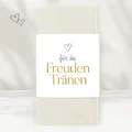 Produktbild: 50 Freudentränen Taschentücher Banderolen inkl. Klebepunkte für deine Hochzeit | Herz gold - Premium Tränentaschentücher Banderolen Set für Hochzeit, Kirche, Feier, Taufe, Geburtstag